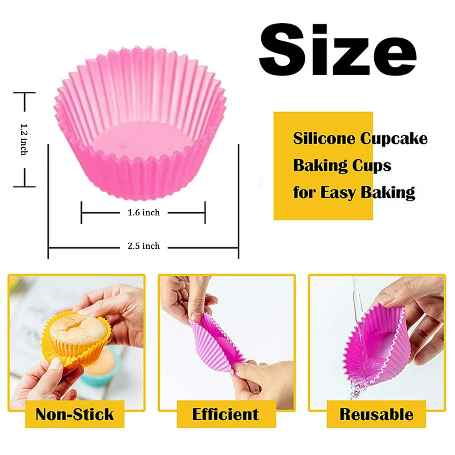 Silicone Cupcake Baking Cups, Reusable & Non-stick Muffin Cupcake Liners Holders Set for Party Halloween Christmas, Easy Clean Pastry Muffin Molds（Pack of 40, Multicolor）
