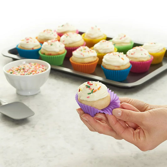 Silicone Cupcake Baking Cups, Reusable & Non-stick Muffin Cupcake Liners Holders Set for Party Halloween Christmas, Easy Clean Pastry Muffin Molds（Pack of 40, Multicolor）